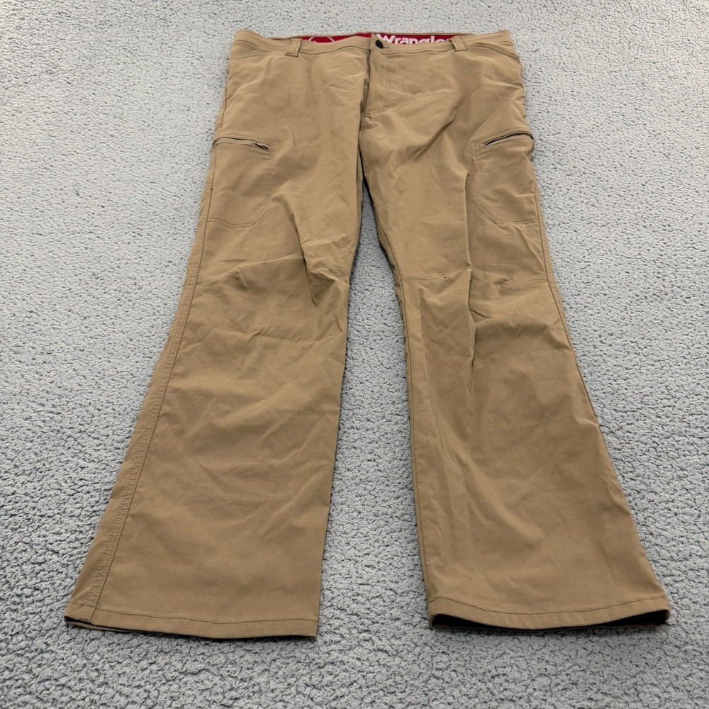 Wrangler Cargo Pants Mens 40x30 Tan Outdoor Stretch Nylon Hiking Zip Pockets